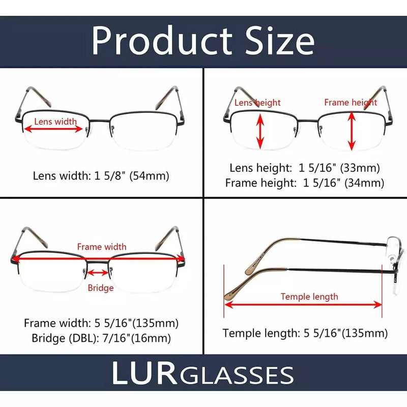 eyekeeper.com 4 Pack Half-rim Metal Reading Glasses Include Sunglasses 3-R15015 Eyeglasses