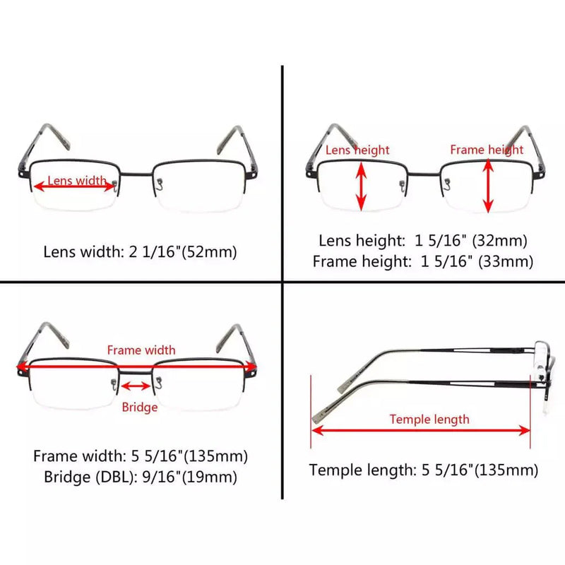 eyekeeper.com 4 Pack Half-rim Metal Reading Glasses with Reading Sunglasses R15014 Eyeglasses