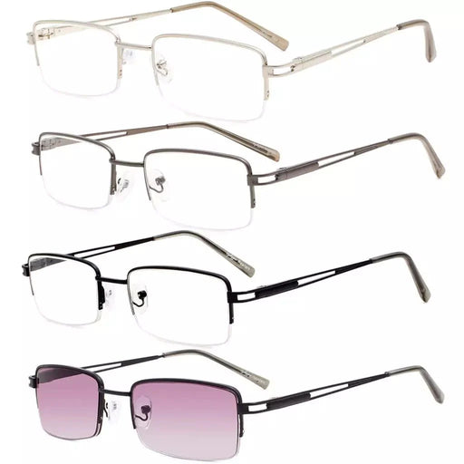 eyekeeper.com 4 Pack Half-rim Metal Reading Glasses with Reading Sunglasses R15014 Eyeglasses