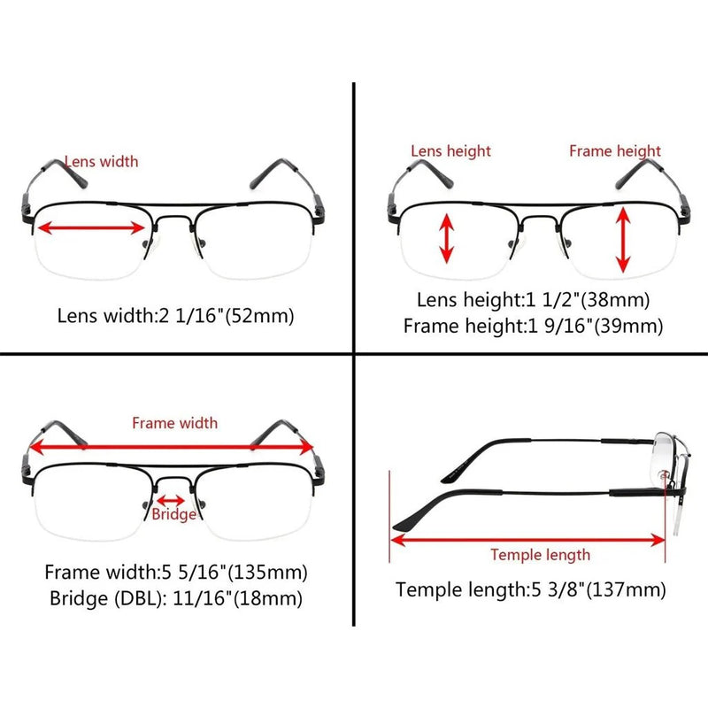 eyekeeper.com 4 Pack Half-rim Reading Glasses Double Bridge Readers R1706 Eyeglasses
