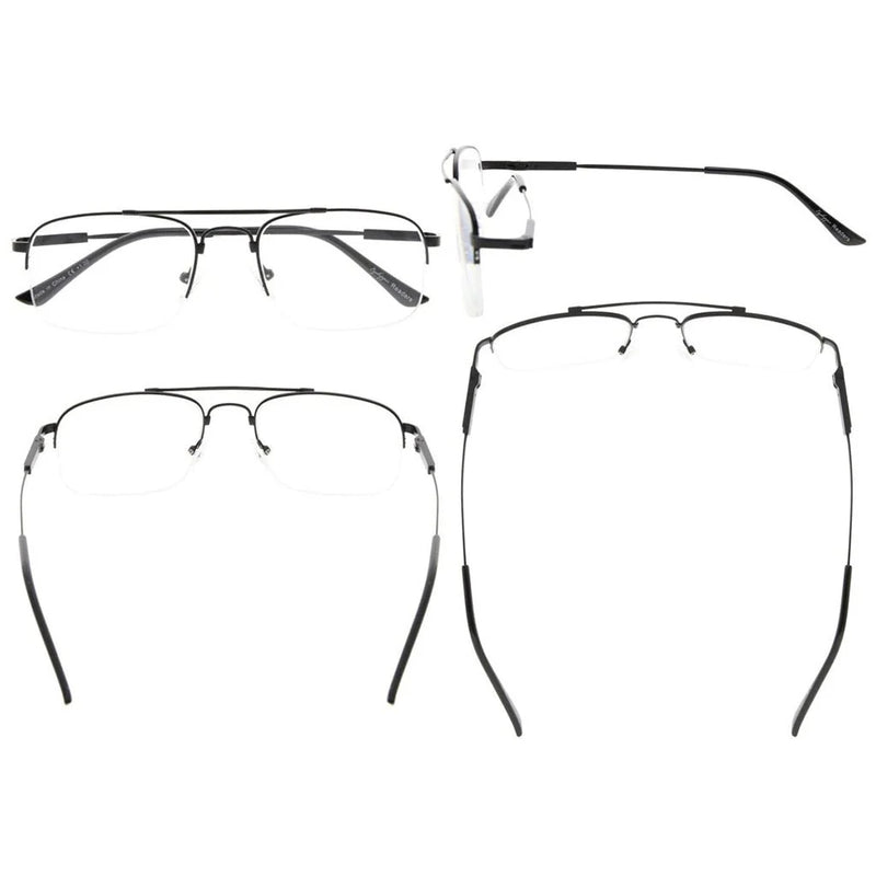 eyekeeper.com 4 Pack Half-rim Reading Glasses Double Bridge Readers R1706 Eyeglasses