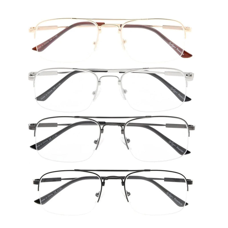 eyekeeper.com 4 Pack Half-rim Reading Glasses Double Bridge Readers R1706 Eyeglasses