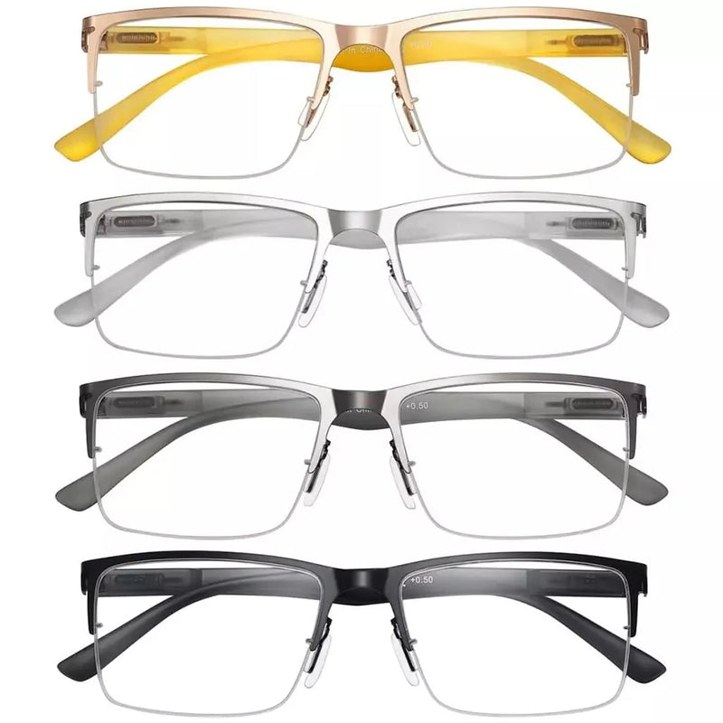 eyekeeper.com 4 Pack Half-rim Reading Glasses Lightweight Metal Readers R2201 Eyeglasses