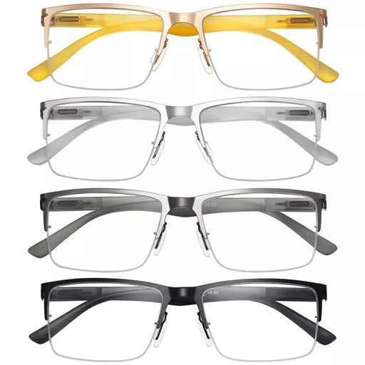 eyekeeper.com 4 Pack Half-rim Reading Glasses Lightweight Metal Readers R2201 Eyeglasses