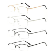 eyekeeper.com 4 Pack Half-rim Reading Glasses Metal Frame Readers R1708 Eyeglasses