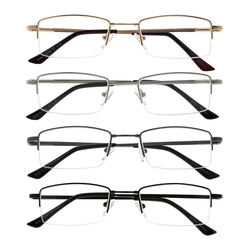 eyekeeper.com 4 Pack Half-rim Reading Glasses Metal Frame Readers R1708 Eyeglasses