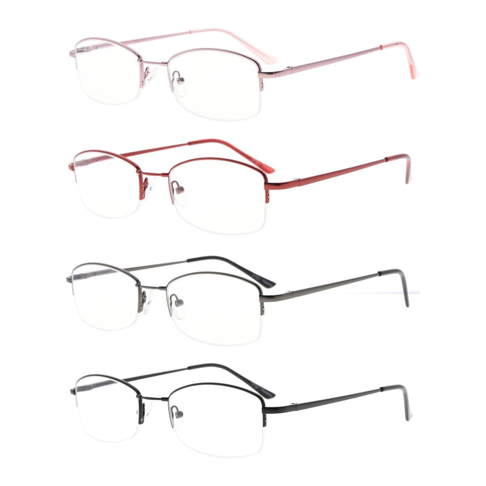 Eyekeeper - 4 Pack Half Rim Reading Glasses Rectangle Chic R1711