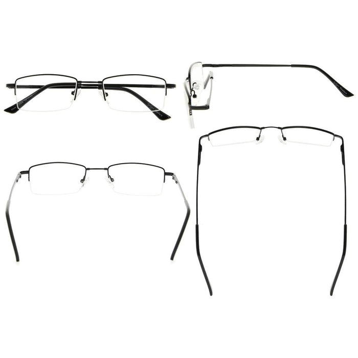 Eyekeeper - 4 Pack Half-Rim Reading Glasses Metal Frame Readers R1708