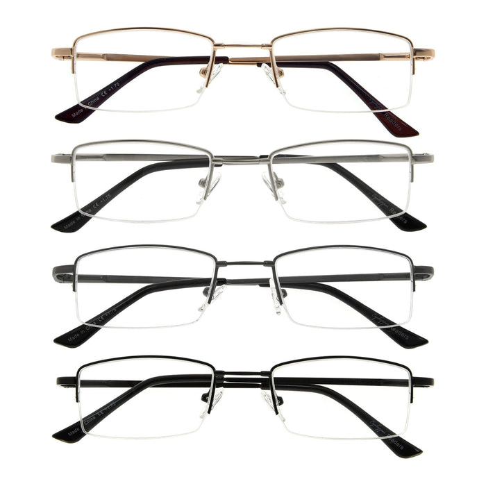 Eyekeeper - 4 Pack Half-Rim Reading Glasses Metal Frame Readers R1708