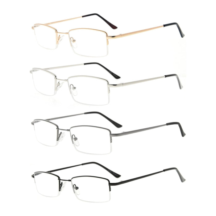 Eyekeeper - 4 Pack Half-Rim Reading Glasses Metal Frame Readers R1708