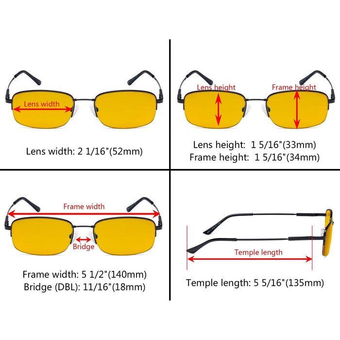 Eyekeeper - 4 Pack Half-Rim Blue Light Blocking Reading Glasses Hp1704