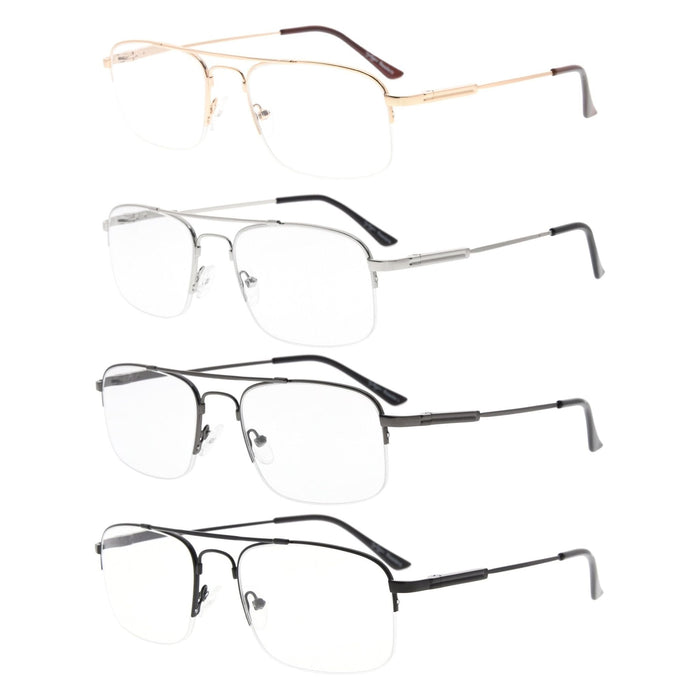 Eyekeeper - 4 Pack Half-Rim Reading Glasses Double Bridge Readers R1706