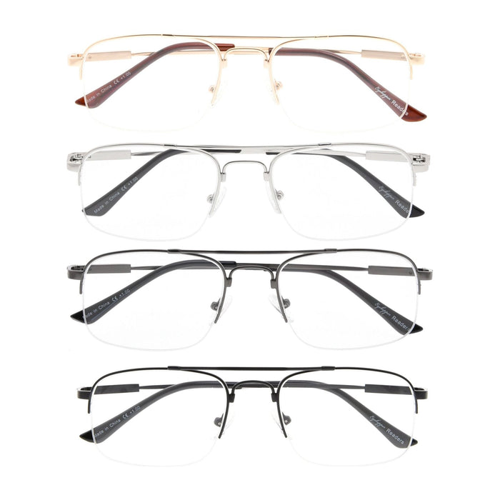 Eyekeeper - 4 Pack Half-Rim Reading Glasses Double Bridge Readers R1706