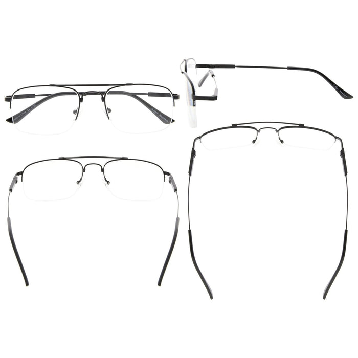 Eyekeeper - 4 Pack Half-Rim Reading Glasses Double Bridge Readers R1706