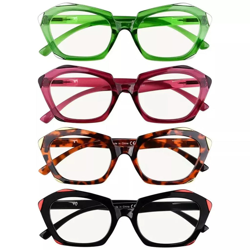 eyekeeper.com 4 Pack Hexagon Progressive Multifocal Reading Glasses M2129 Eyeglasses