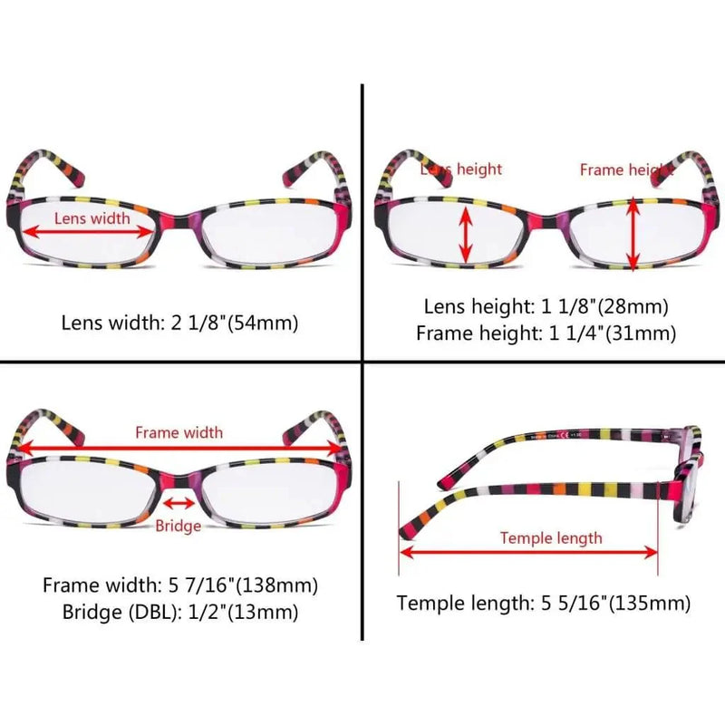 eyekeeper.com 4 Pack Ladies Fashion Reading Glasses with Stripe Arms R908S Eyeglasses