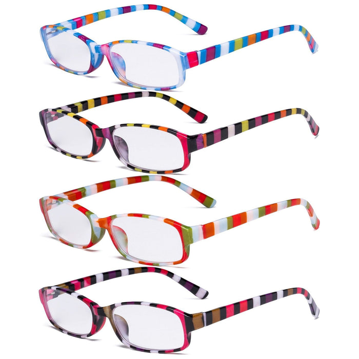 Eyekeeper - 4 Pack Ladies Fashion Reading Glasses With Stripe Arms R908S