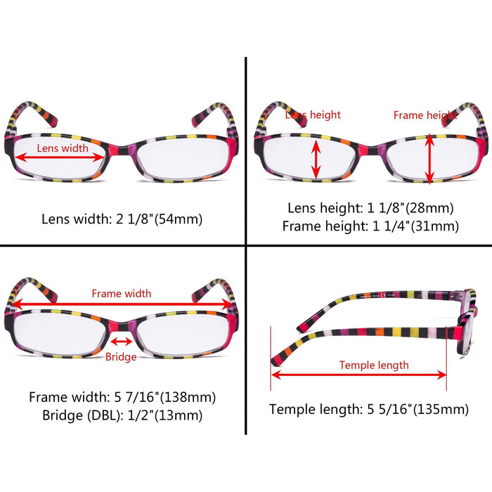 Eyekeeper - 4 Pack Ladies Fashion Reading Glasses With Stripe Arms R908S