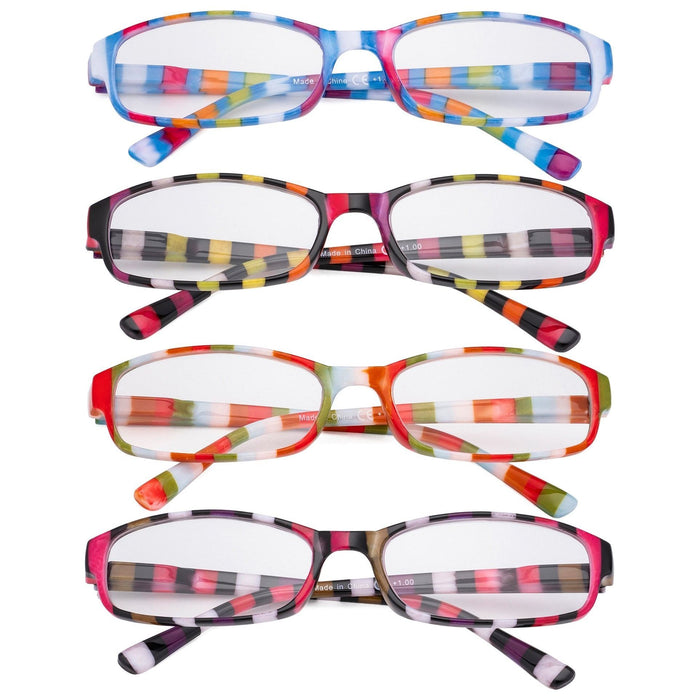 Eyekeeper - 4 Pack Ladies Fashion Reading Glasses With Stripe Arms R908S