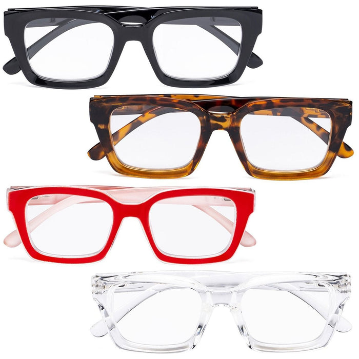 Eyekeeper - 4 Pack Fashionable Thicker Frame Reading Glasses R9106