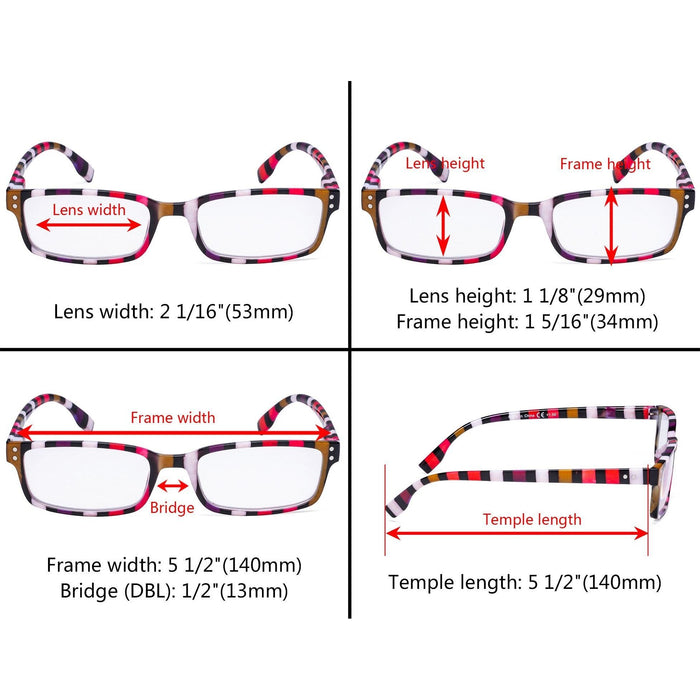 Eyekeeper - 4 Pack Colorful Stripe Design Reading Glasses R097S