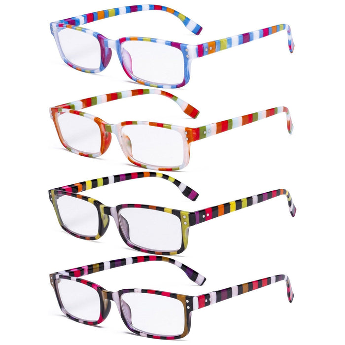 Eyekeeper - 4 Pack Colorful Stripe Design Reading Glasses R097S