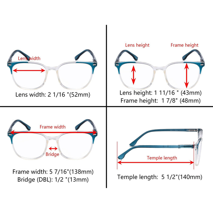 Eyekeeper - 4 Pack Modern Reading Glasses Oval Readers R9001C