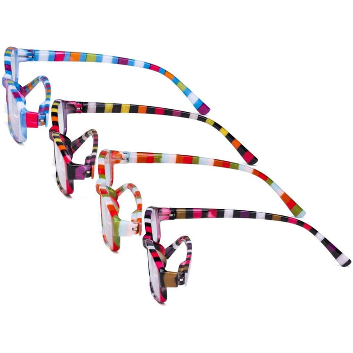 Eyekeeper - 4 Pack Ladies Reading Glasses With Stripe Arms R908S