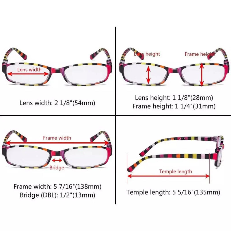 eyekeeper.com 4 Pack Ladies Reading Glasses with Stripe Arms R908S Eyeglasses