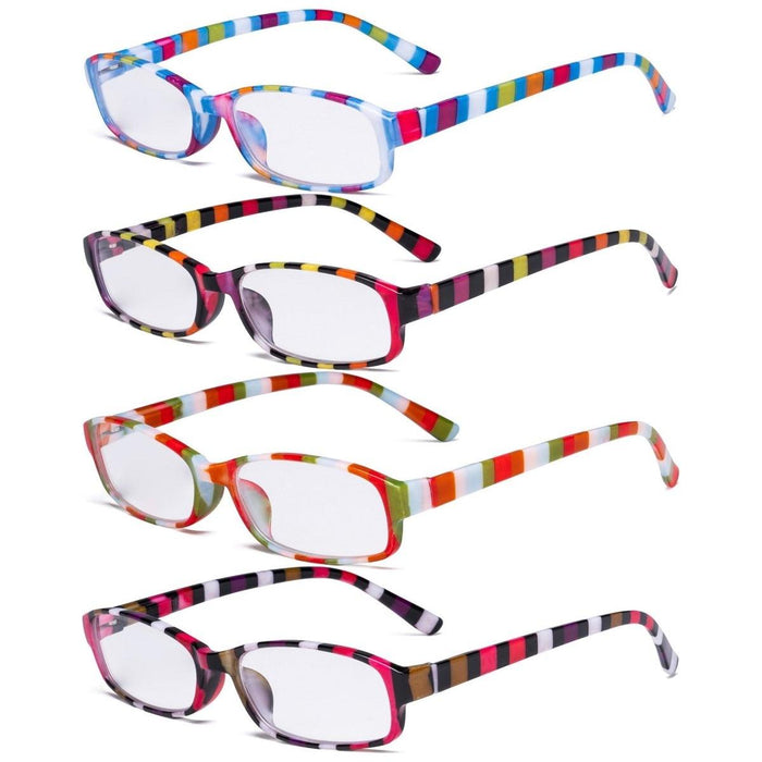 Eyekeeper - 4 Pack Ladies Reading Glasses With Stripe Arms R908S