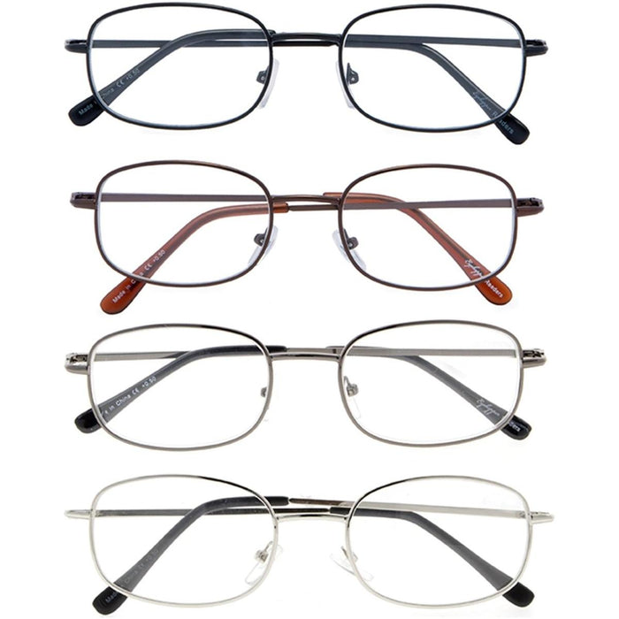 Eyekeeper - 4 Pack Lightweight Metal Frame Reading Glasses R3232