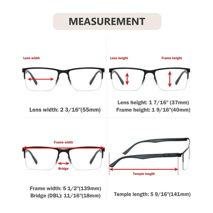 Eyekeeper - 4 Pack Lightweight Metal Rectangle Reading Glasses R2201