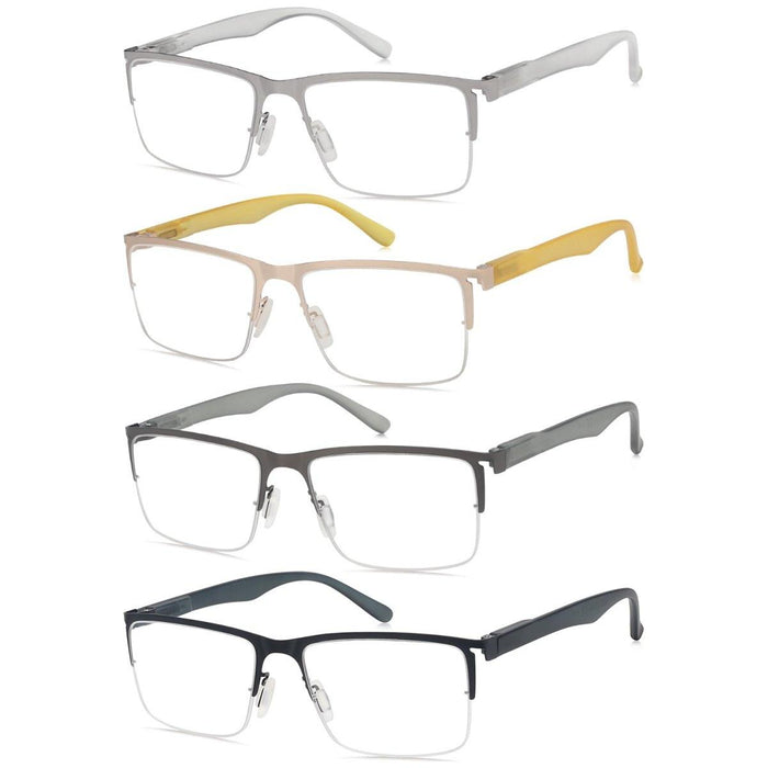 Eyekeeper - 4 Pack Lightweight Metal Rectangle Reading Glasses R2201