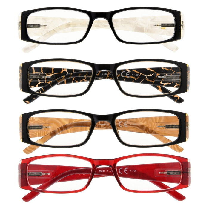 Eyekeeper - 4 Pack Marble Pattern Arms Reading Glasses R006-C6-C9