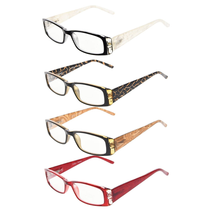 Eyekeeper - 4 Pack Marble Pattern Arms Reading Glasses R006-C6-C9