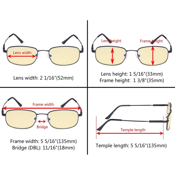 Eyekeeper - 4 Pack Metal Blue Light Blocking Reading Glasses Tmcg1703