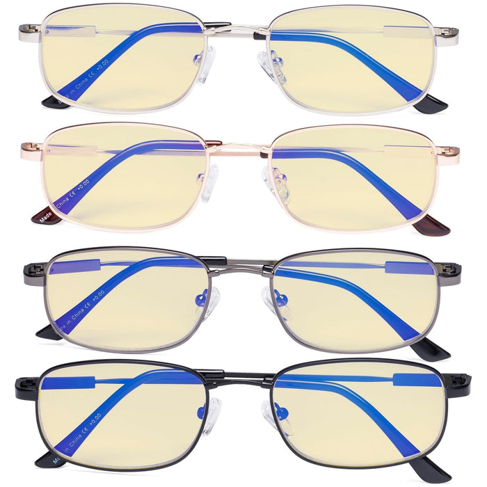 Eyekeeper - 4 Pack Metal Blue Light Blocking Reading Glasses Tmcg1703