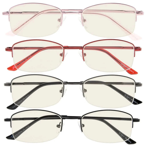 eyekeeper.com 4 Pack Memory Titanium Blue Light Filter Readers CG1711 Eyeglasses