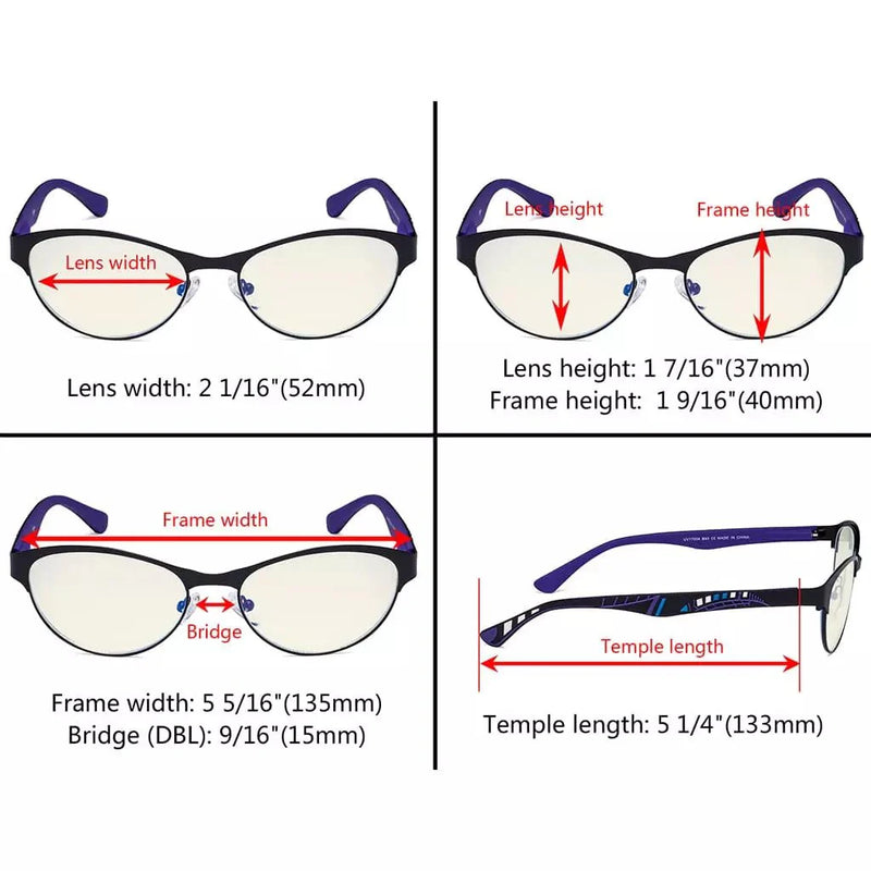 eyekeeper.com 4 Pack Metal Frame Blue Light Filter Eyeglasses UV17004 Eyeglasses