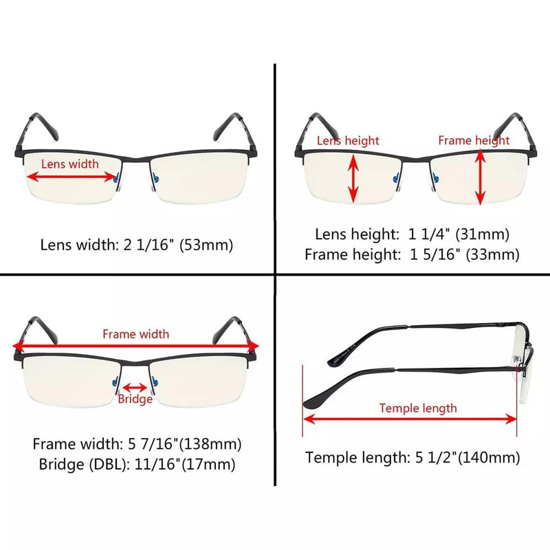eyekeeper.com 4 Pack Metal Frame Blue Light Filter Reading Glasses UVR1614 Eyeglasses