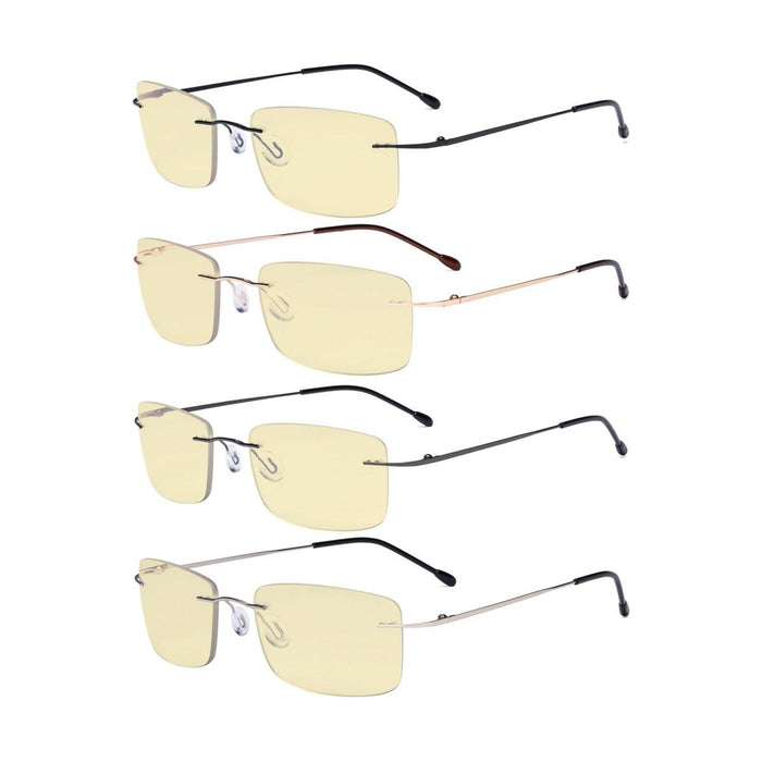 Eyekeeper - 4 Pack Metal Rimless Blue Light Blocking Readers Tmwk9