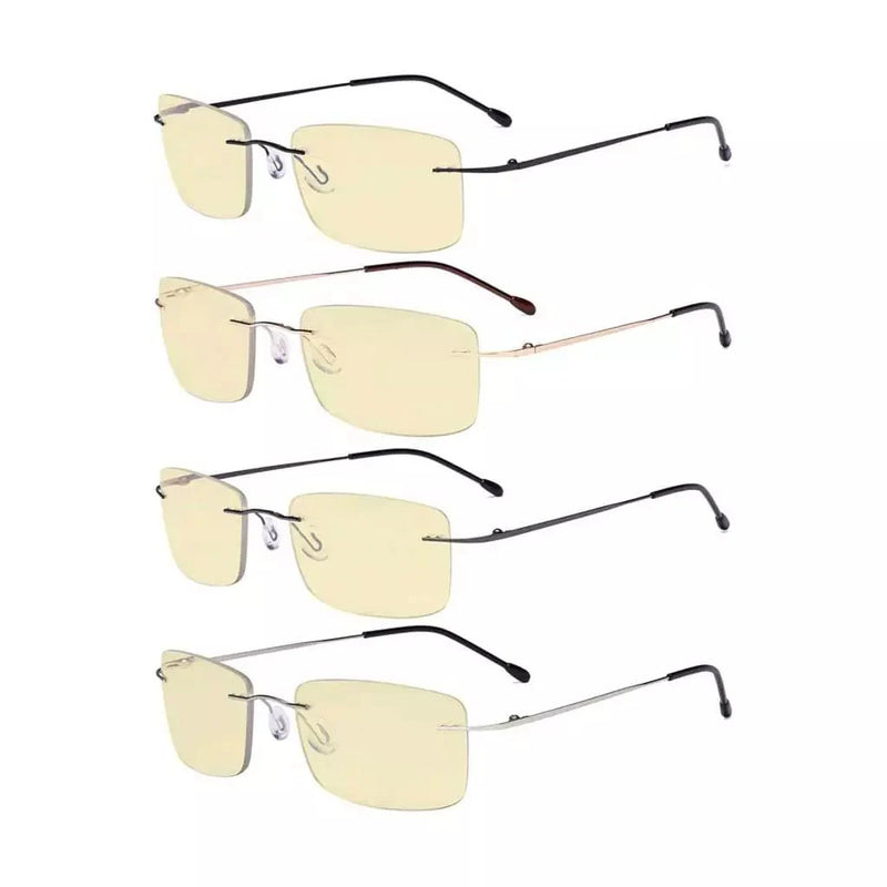 eyekeeper.com 4 Pack Metal Rimless Blue Light Blocking Readers TMWK9 Eyeglasses