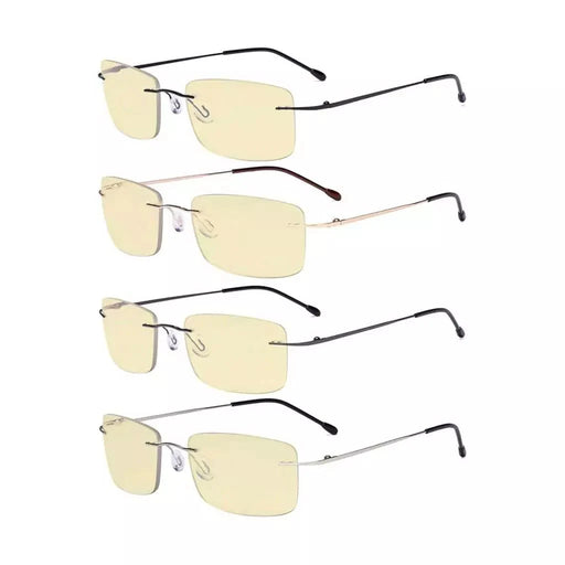 eyekeeper.com 4 Pack Metal Rimless Blue Light Blocking Readers TMWK9 Eyeglasses