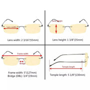 eyekeeper.com 4 Pack Metal Rimless Blue Light Blocking Readers TMWK9 Eyeglasses