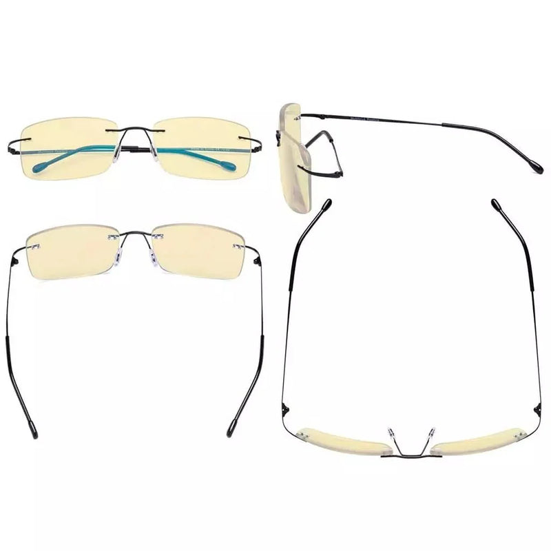 eyekeeper.com 4 Pack Metal Rimless Blue Light Blocking Readers TMWK9 Eyeglasses