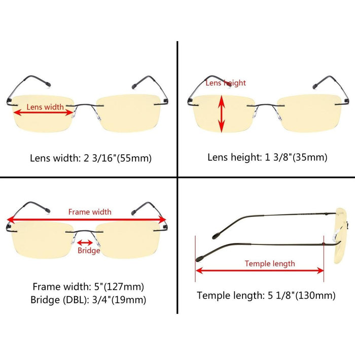 Eyekeeper - 4 Pack Metal Rimless Blue Light Blocking Readers Tmwk9