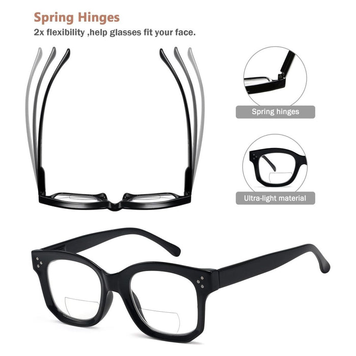 Eyekeeper - 4 Pack Modern Thicker Frame Bifocal Reading Glasses Br2002