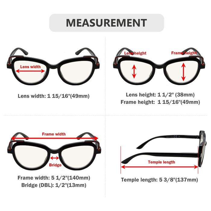 Eyekeeper  - 4 Pack Cat-eye Progressive Multifocal Readers M2113