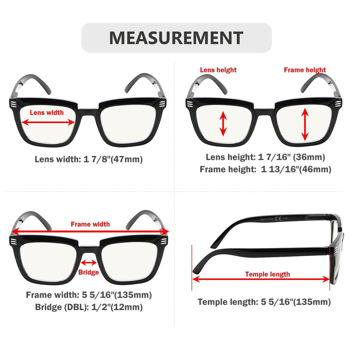 Eyekeeper - 4 Pack Rectangle Progressive Multifocal Readers M2109