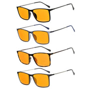 eyekeeper.com 4 Pack Orange Lens Rectangle Blue Light Blocking Reading Glasses DSDT1783 Eyeglasses